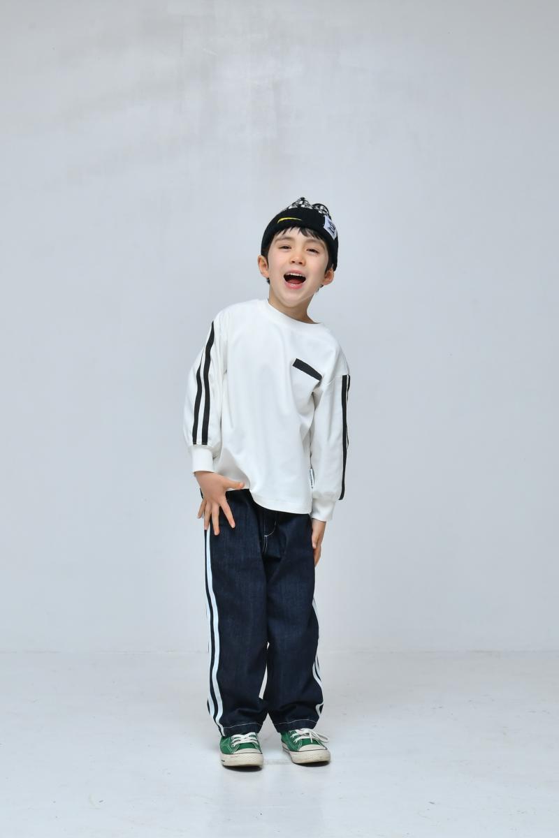 S/Ｍ/L【OFFICIALTEAM】カットデニムバレルレッグラインパンツ1226221m