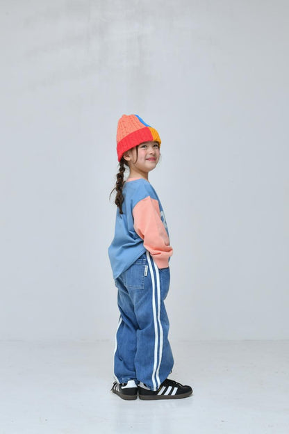 S/Ｍ/L【OFFICIALTEAM】カットデニムバレルレッグラインパンツ1226221m