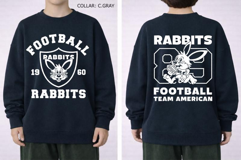 S/Ｍ/L【OFFICIALTEAM】30/10 裏毛 FOOT BALL ウサギ トレーナー1226243m