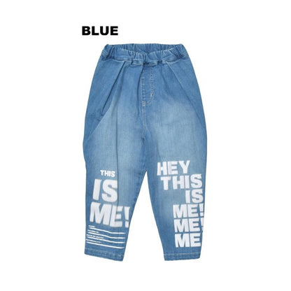 S/Ｍ/L【OFFICIALTEAM】カットデニム プリントワイドタックパンツ1226253m