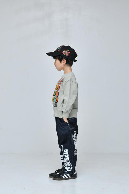 S/Ｍ/L【OFFICIALTEAM】カットデニム プリントワイドタックパンツ1226253m