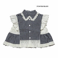 この春夏の可愛いイチオシ♪9790→4895円♪【90~120】 ギンガムローンガーリーブラウス　★2124106★キッズサイズ　子供服