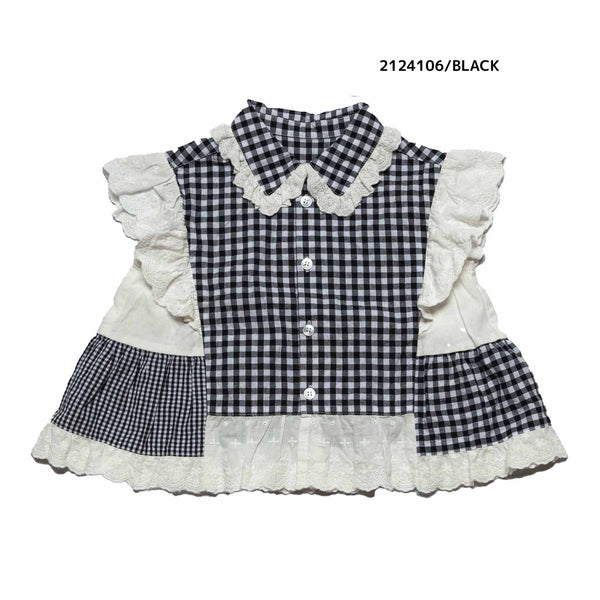 数量限定♪めったにないチャンス！今だけ10780→5390円♪【130~150】 ギンガムローンガーリーブラウス　★2124106j★キッズサイズ　子供服