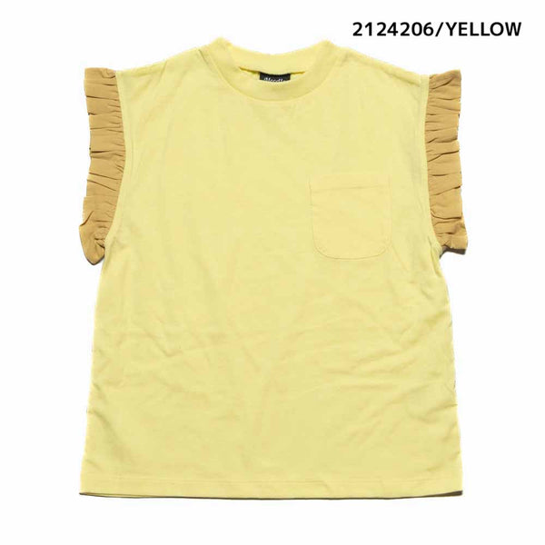 感動可愛い子供服♪5060→2530円♪【130~150】 T/C天竺袖ローンギャザーT シャツ　★2124206j★キッズサイズ　子供服