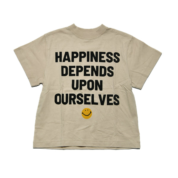 ゆったりとしたシルエットで快適な着心地を実現【ニードルワークス】30/-天竺HAPPINESS Tシャツ｜100cm～150cm｜2125212