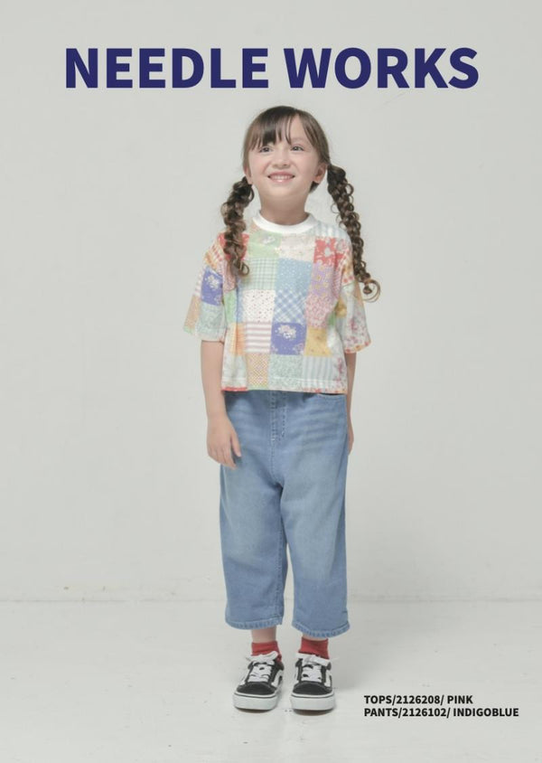 100～150【ニードルワークス】T/C天竺パッチワーク柄Tシャツ2126208
