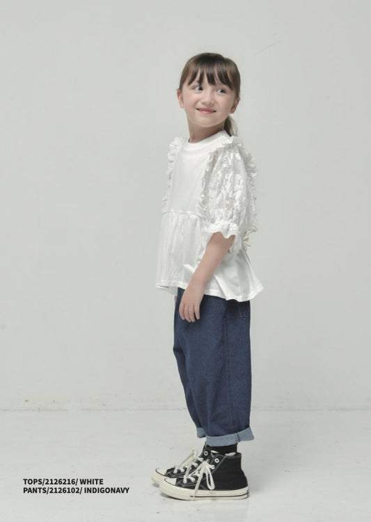 定番でかわいい子供服♪100～150【ニードルワークス】T/C天竺レースTシャツ2126216