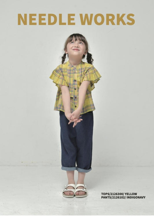 透け感があり、春夏シーズンに最適な子供服♪100～150【ニードルワークス】ボイルチェックノースリーブブラウス2126300