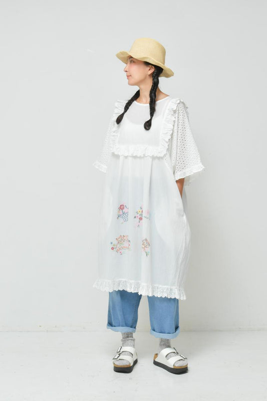 春夏にぴったり♪9～13号【ニードルワークス】ボイル刺繍ワンピース2126302w