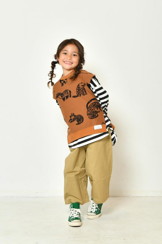 日本生地 CATフロッキージャガード天竺BIGベスト 130 140 150NEEDLE WORKS ニードルワークス 2223112j