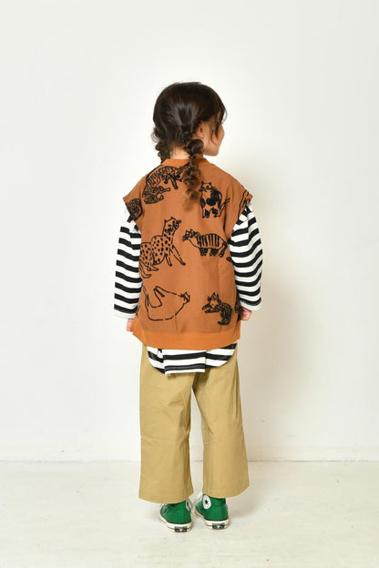 日本生地 CATフロッキージャガード天竺BIGベスト 130 140 150NEEDLE WORKS ニードルワークス 2223112j