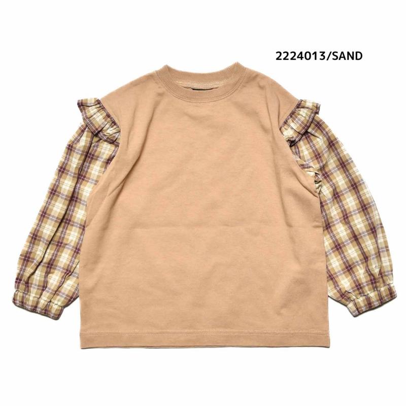 【130~150】★NEEDLEWORKS★天竺袖ローンチェックロンT（2224013j）