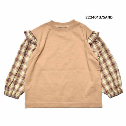 【130~150】★NEEDLEWORKS★天竺袖ローンチェックロンT（2224013j）