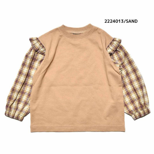 【130~150】★NEEDLEWORKS★天竺袖ローンチェックロンT（2224013j）