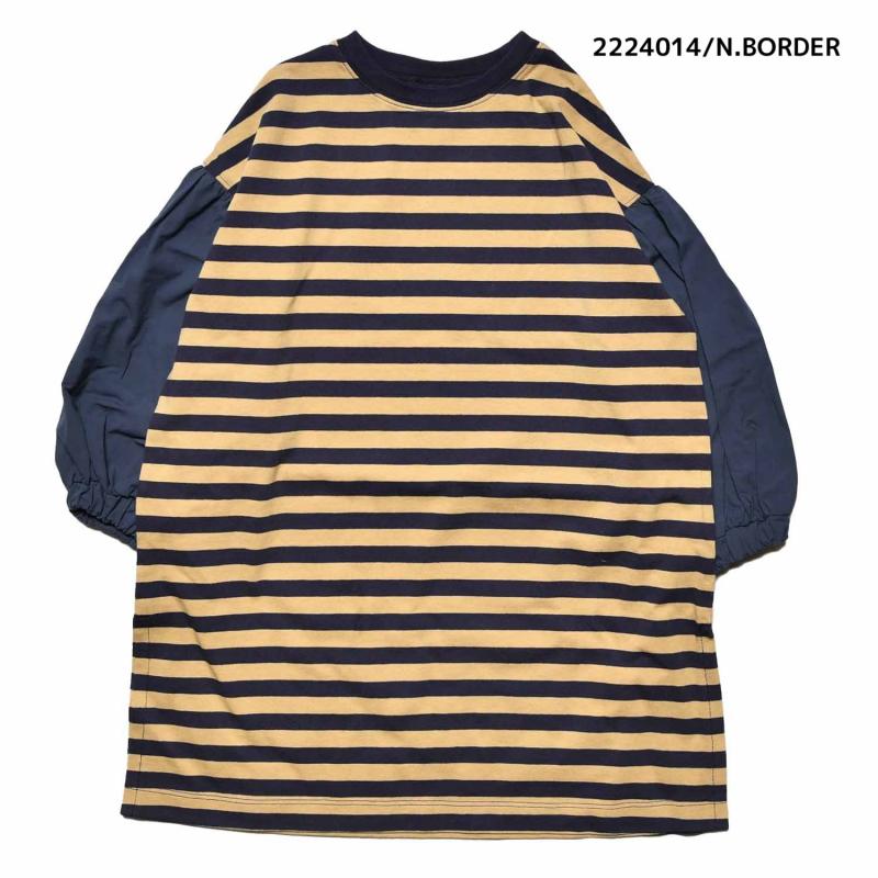 【130~150】★NEEDLEWORKS★天竺袖タイプライターワンピース（2224014j）