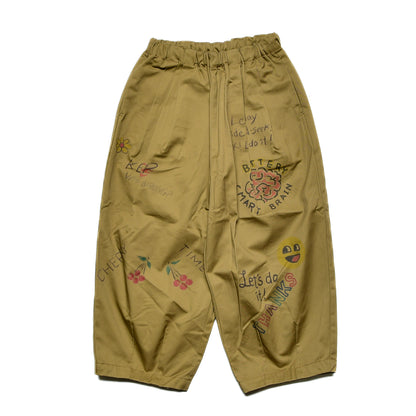 【130~150】★NEEDLEWORKS★ギャバ落書きタックワイドパンツ（2224106j）