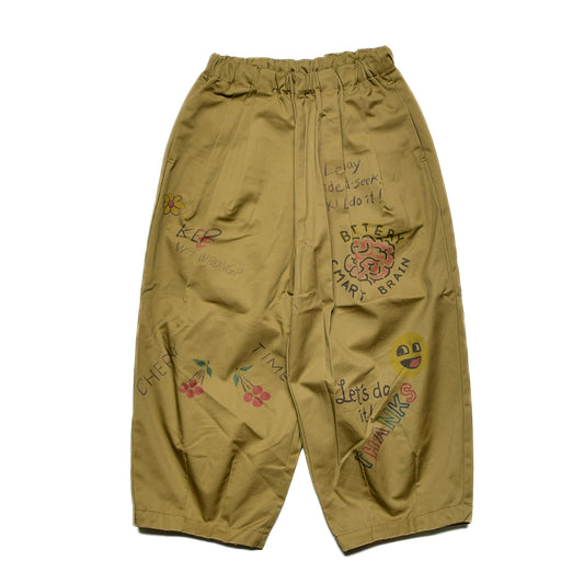 【130~150】★NEEDLEWORKS★ギャバ落書きタックワイドパンツ（2224106j）