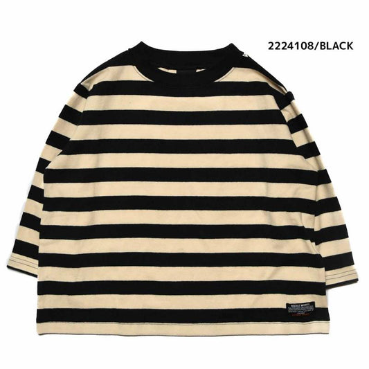 【100~120】★NEEDLEWORKS★肉厚天竺ボーダーワイドロンT（2224108）