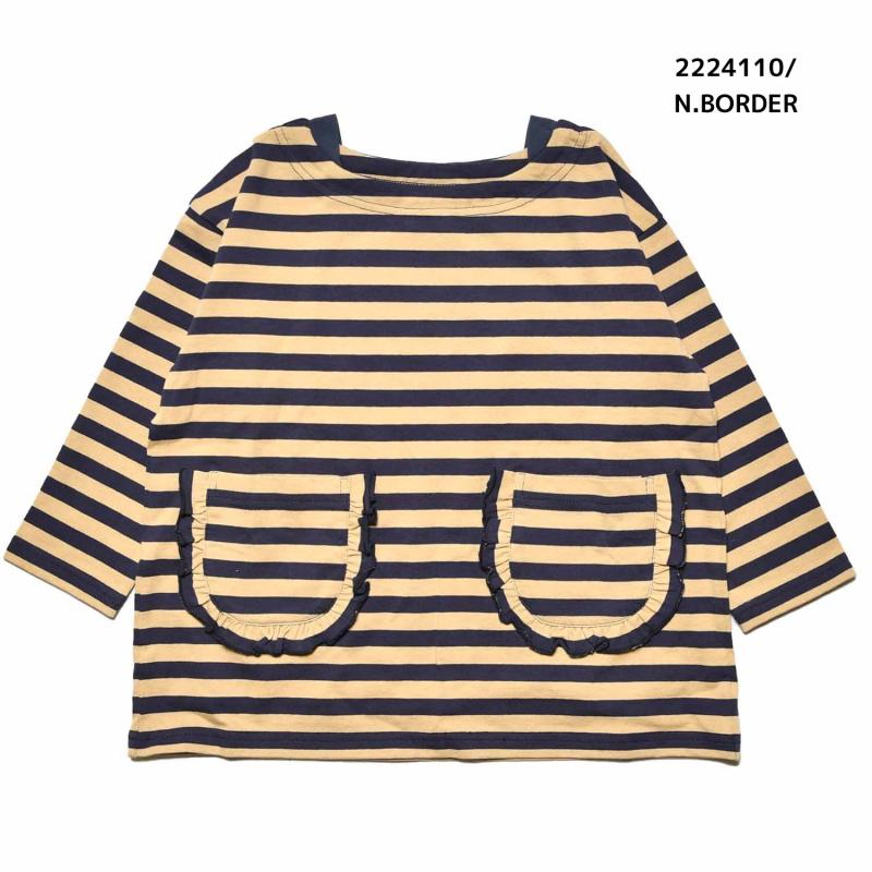 【100~120】★NEEDLEWORKS★天竺ボーダーフリルロンT（2224110）