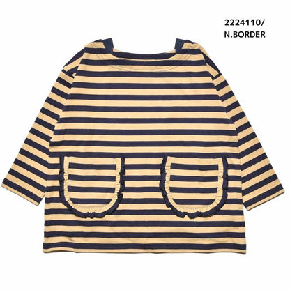 【100~120】★NEEDLEWORKS★天竺ボーダーフリルロンT（2224110）