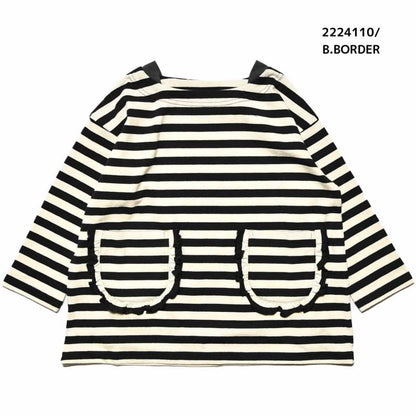 【130~150】★NEEDLEWORKS★天竺ボーダーフリルロンT（2224110j）