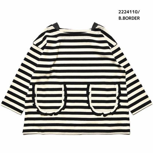 【130~150】★NEEDLEWORKS★天竺ボーダーフリルロンT（2224110j）
