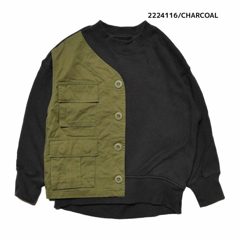 【130~150】★NEEDLEWORKS★柔らか裏毛リメイク風トレーナー（2224116j）
