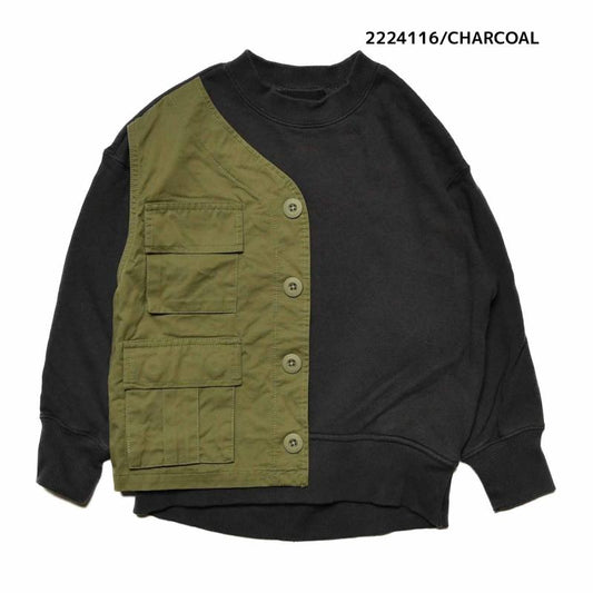 【130~150】★NEEDLEWORKS★柔らか裏毛リメイク風トレーナー（2224116j）