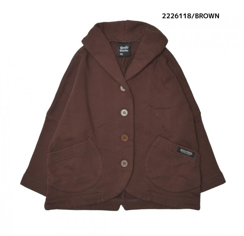 大人サイズ9~13号【NEEDLEWORKS】裏毛フードカーディガン2226118w