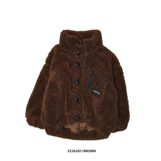 大人サイズ【NEEDLEWORKS】ボアレオパードハイネックジャケット 2226201w