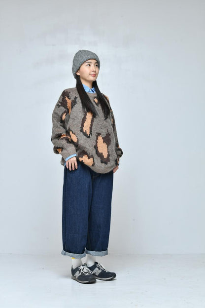 大人サイズ【NEEDLEWORKS】モヘアBIGレオパードセーター2226203w