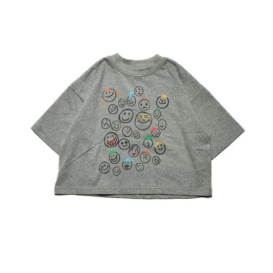 【ニードルワークス】スマイル柄ワイドTシャツ｜150cm～2size｜2324501W