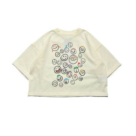 【ニードルワークス】スマイル柄ワイドTシャツ｜150cm～2size｜2324501W
