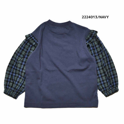 【130~150】★NEEDLEWORKS★天竺袖ローンチェックロンT（2224013j）
