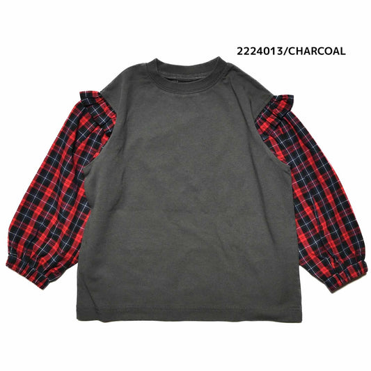 【100~120】★NEEDLEWORKS★天竺袖ローンチェックロンT（2224013）