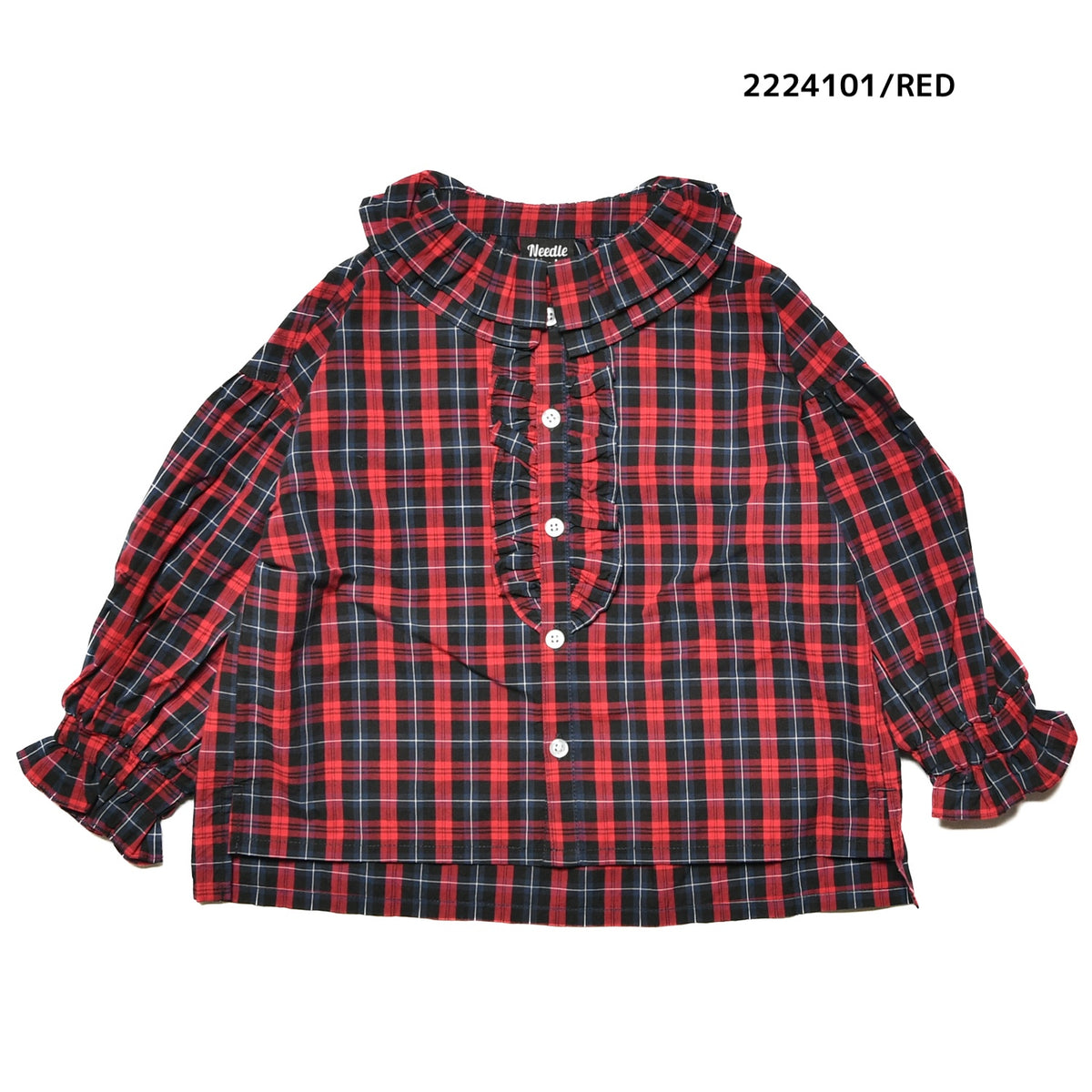 【130~150】★NEEDLEWORKS★チェックローンガーリーブラウス（2224101j）
