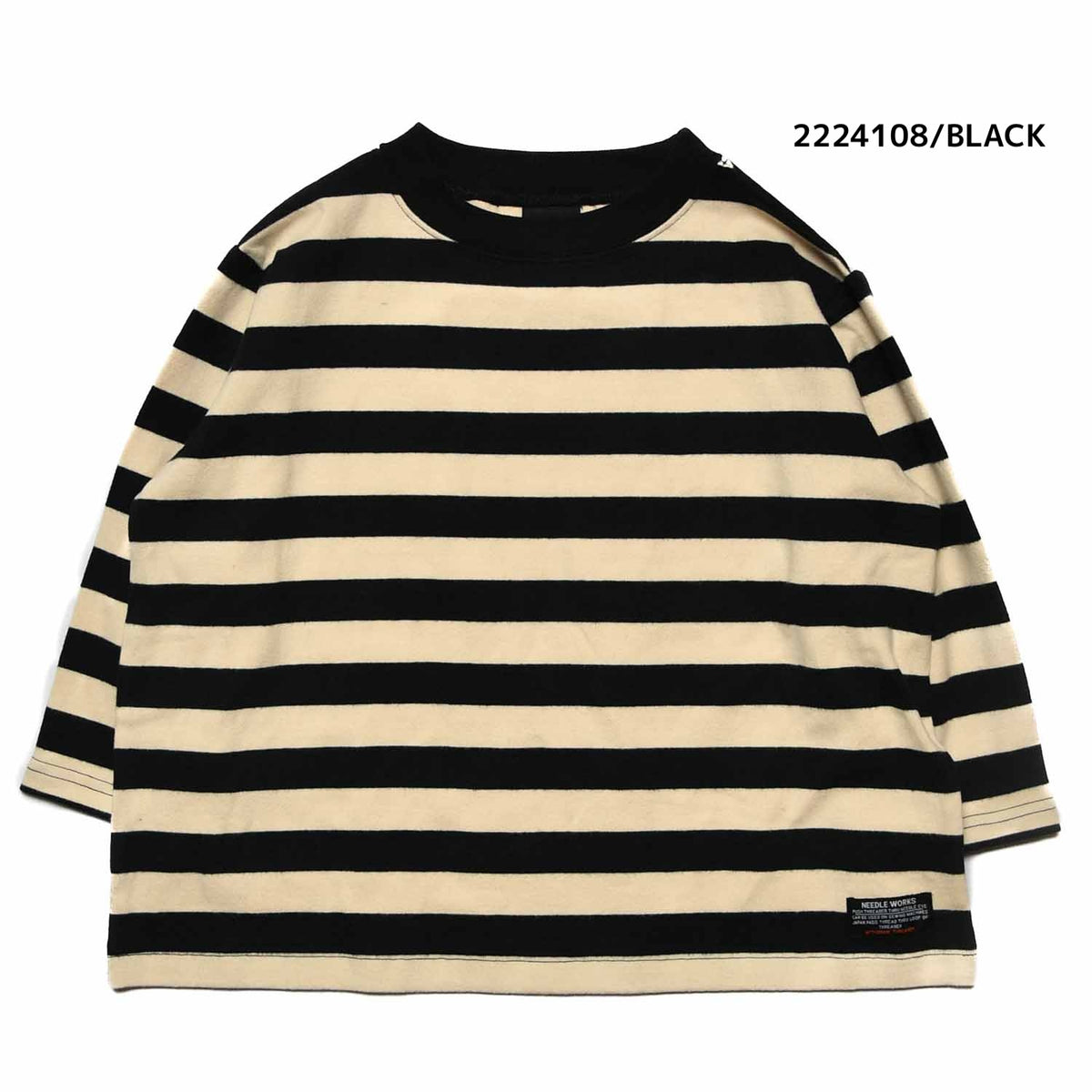 【130~150】★NEEDLEWORKS★肉厚天竺ボーダーワイドロンT（2224108j）