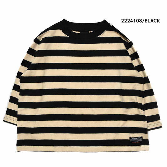 【130~150】★NEEDLEWORKS★肉厚天竺ボーダーワイドロンT（2224108j）