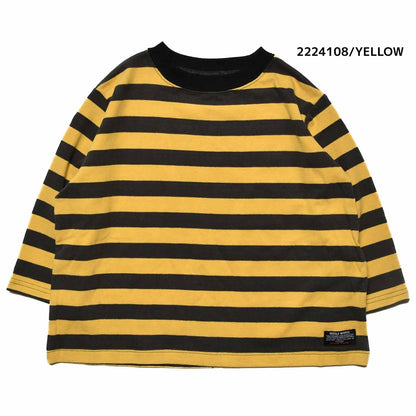 【100~120】★NEEDLEWORKS★肉厚天竺ボーダーワイドロンT（2224108）