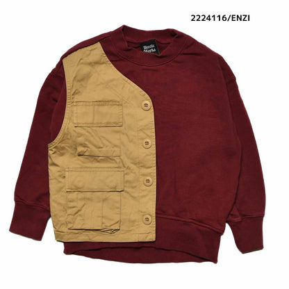 【130~150】★NEEDLEWORKS★柔らか裏毛リメイク風トレーナー（2224116j）