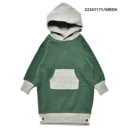 【100~120】★NEEDLEWORKS★裏起毛ウラ毛配色パーカーワンピ（2224117）