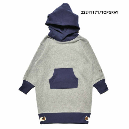 【100~120】★NEEDLEWORKS★裏起毛ウラ毛配色パーカーワンピ（2224117）