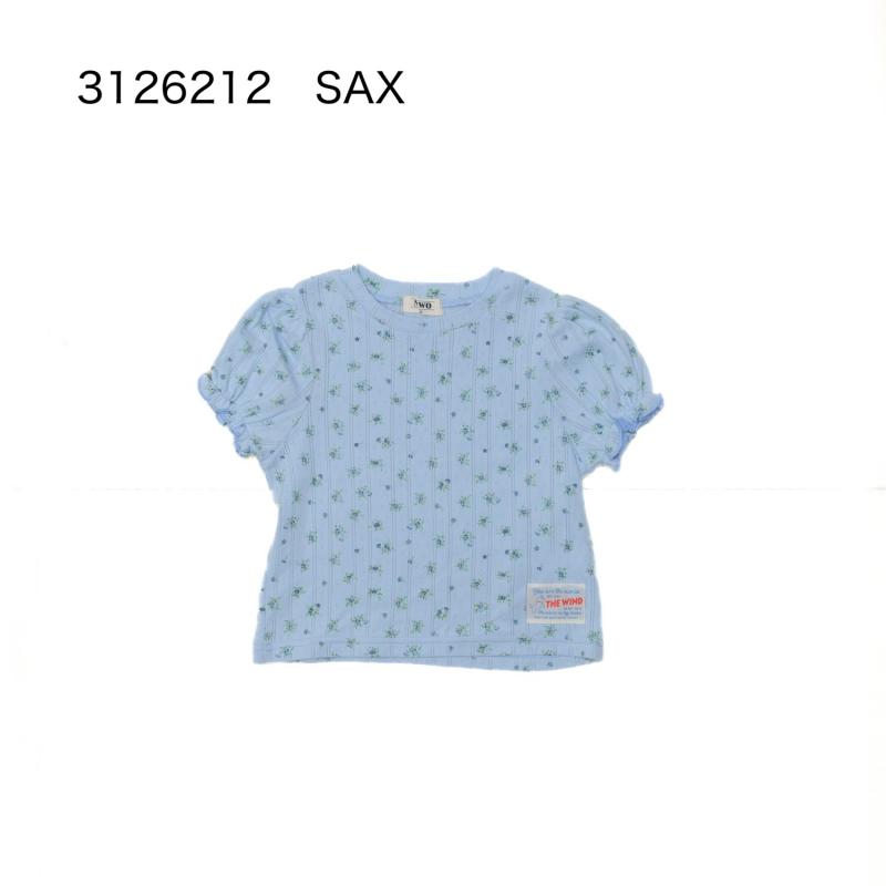 ふんわりパフスリーブに花柄をのせて。1枚でおめかし顔になれる主役級ガーリーTシャツ！♪90~150【NEWO】可愛い花柄パフスリーブTシャツ3126212