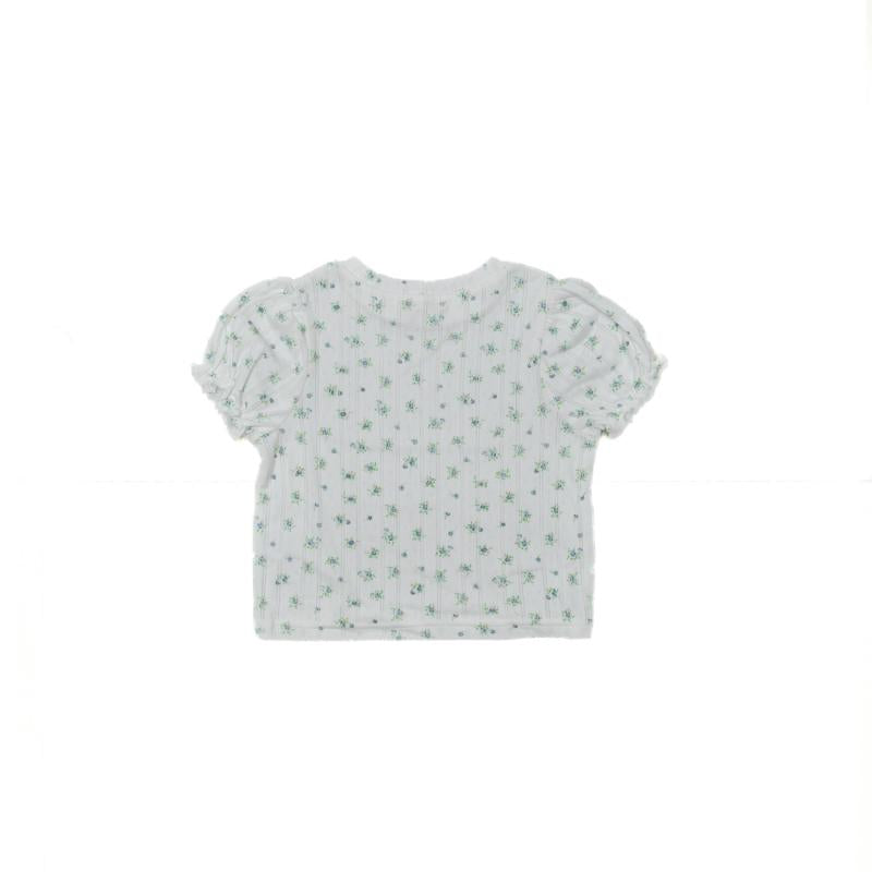 ふんわりパフスリーブに花柄をのせて。1枚でおめかし顔になれる主役級ガーリーTシャツ！♪90~150【NEWO】可愛い花柄パフスリーブTシャツ3126212