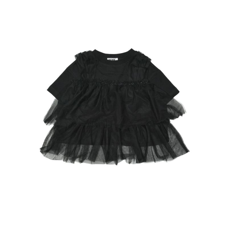 おしゃれを楽しむ子供服♪80~150【NEWO】可愛いチュールドッキングTシャツ3126213