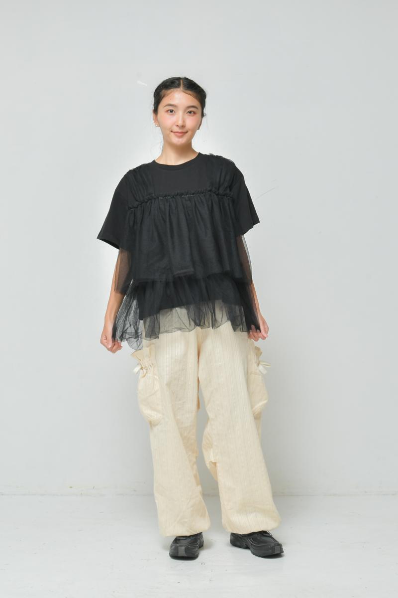 おしゃれを楽しむ子供服♪80~150【NEWO】可愛いチュールドッキングTシャツ3126213