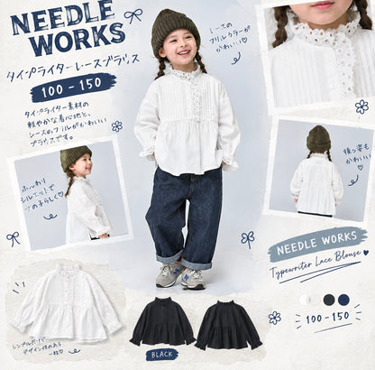 タイプライターレースブラウス100～150【NEEDLEWORKS】2226002