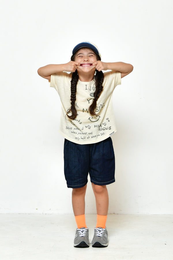 楽々オシャレで可愛い子供服♪【オフィシャルチーム】スラブ天竺ラクガキスマイルTシャツ｜90cm～150cm｜1125203