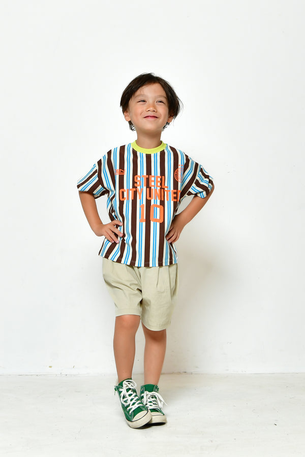 夏にぴったりの爽やかな子供服♪【オフィシャルチーム】ストライプサッカーシャツ｜90cm～150cm｜1125360
